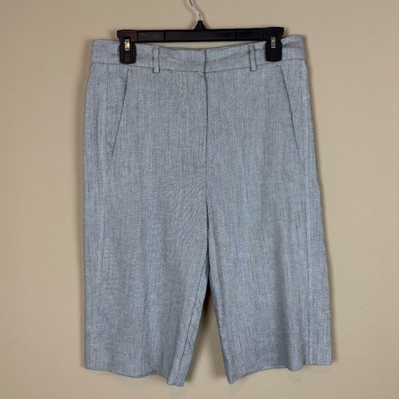 MaxMara Pants - MaxMara SportMax Gray/Black Stretch Linen/Cotton Bermuda Capri Shorts